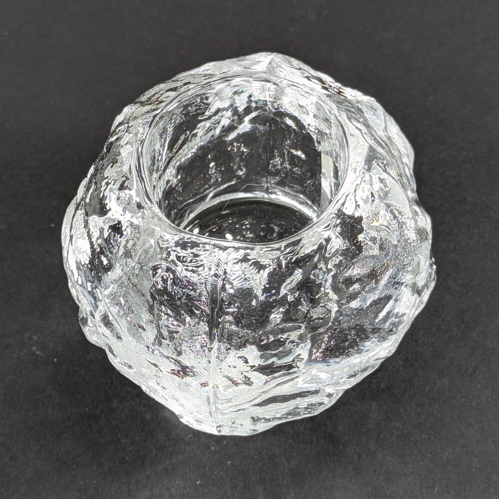 AS-IS Kosta Boda Snowball Candleholder: Scandinavian Art Glass Votive holder